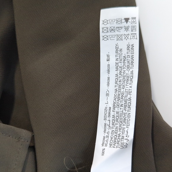 Zara Satin Bat Wing Sleeve Maxi Dress Olive Green S minimalist contemporary - Picture 7 of 7